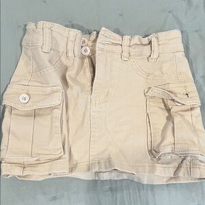 Beige Mini Skirt with Pockets